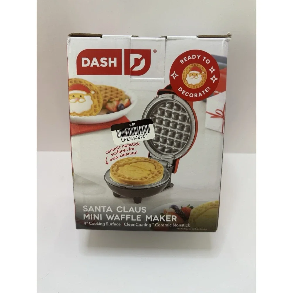 Dash Electric Mini Waffle Maker Santa Style  New In Box
